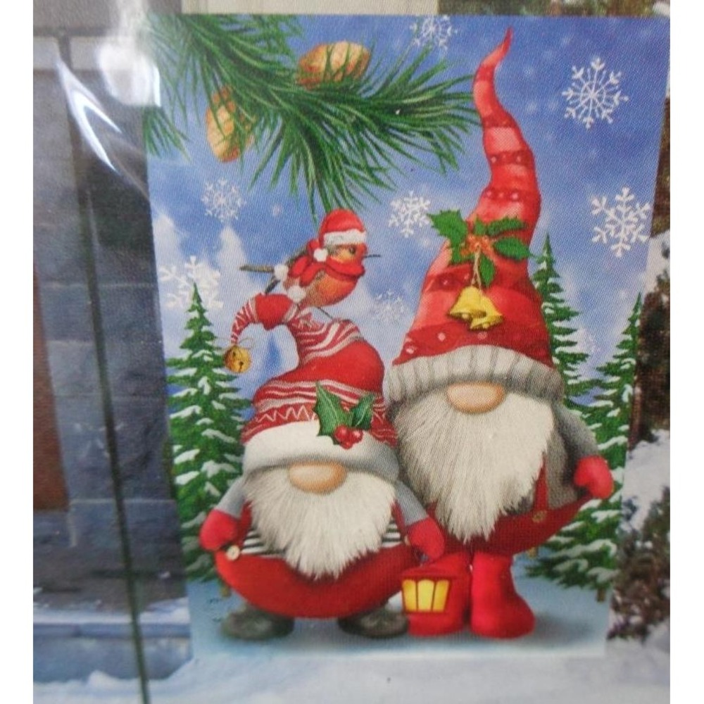 Winter Gnomes WELCOME Small Garden Flag 12.5 x 18"